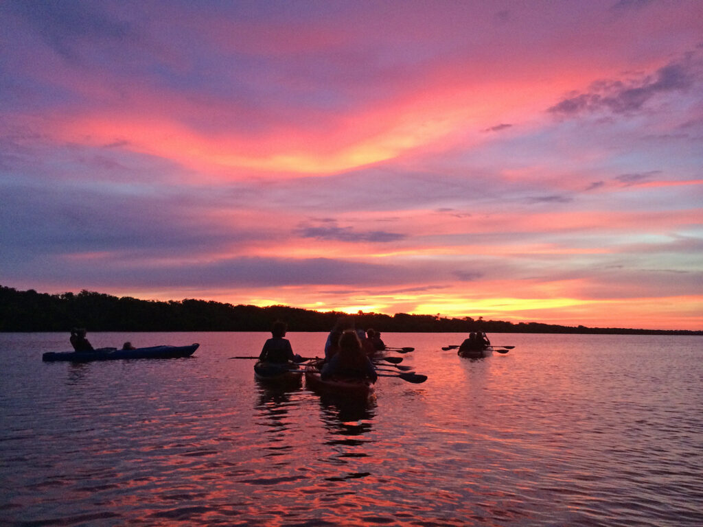 Kayakers in Titusville at sunset